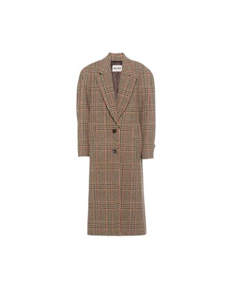 miu miu plaid coat|Oversized plaid coat .